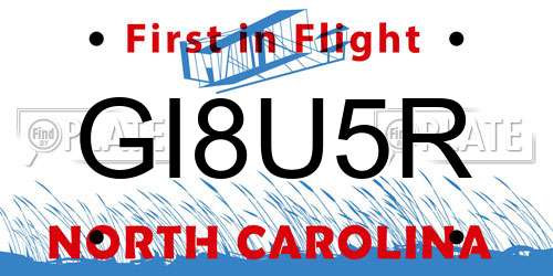 GI8U5R North Carolina License Plate