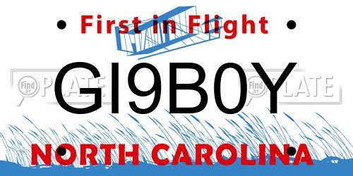 GI9B0Y North Carolina License Plate