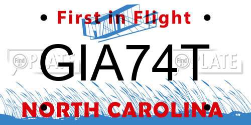 GIA74T North Carolina License Plate