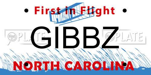 GIBBZ North Carolina License Plate
