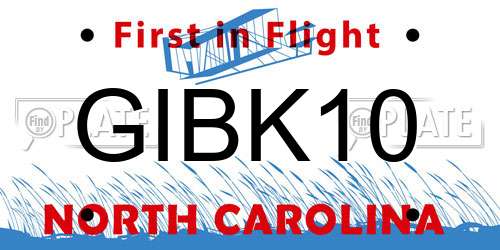 GIBK10 North Carolina License Plate