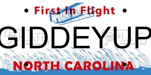 GIDDEYUP North Carolina License Plate