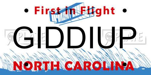 GIDDIUP North Carolina License Plate