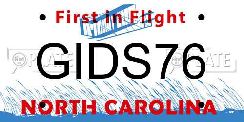 GIDS76 North Carolina License Plate
