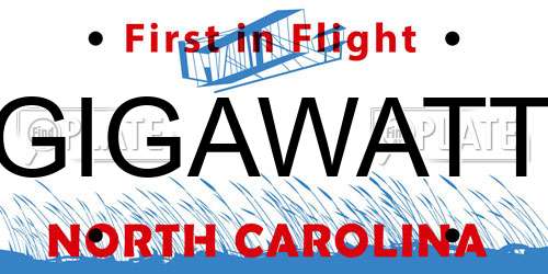 GIGAWATT North Carolina License Plate