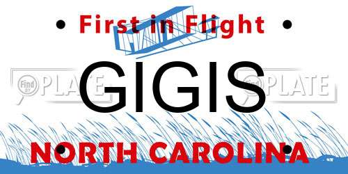 GIGIS North Carolina License Plate