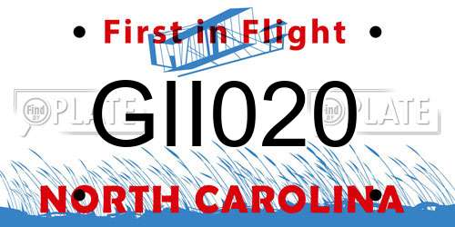 GII020 North Carolina License Plate