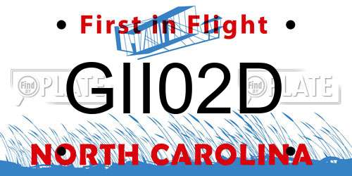 GII02D North Carolina License Plate