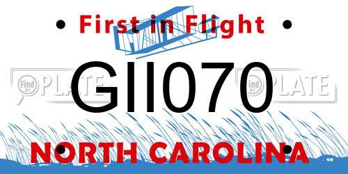 GII070 North Carolina License Plate