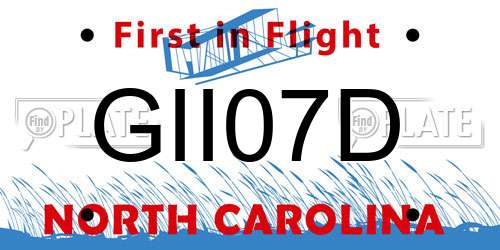 GII07D North Carolina License Plate
