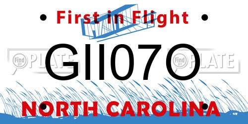 GII07O North Carolina License Plate