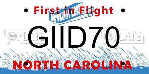 GIID70 North Carolina License Plate