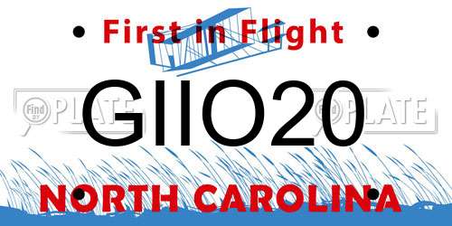 GIIO20 North Carolina License Plate