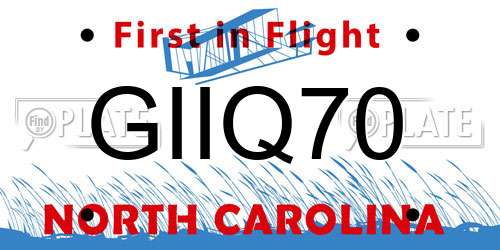GIIQ70 North Carolina License Plate