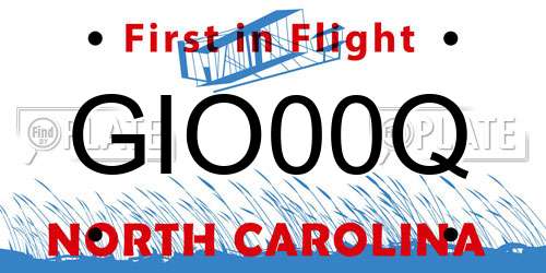 GIO00Q North Carolina License Plate