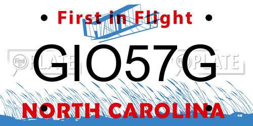 GIO57G North Carolina License Plate