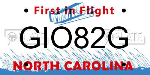 GIO82G North Carolina License Plate