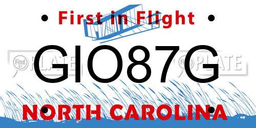 GIO87G North Carolina License Plate