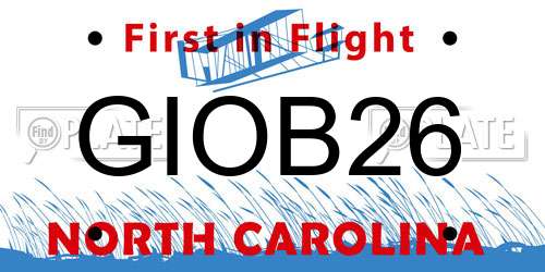 GIOB26 North Carolina License Plate