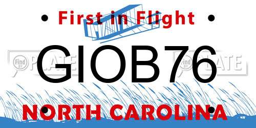 GIOB76 North Carolina License Plate