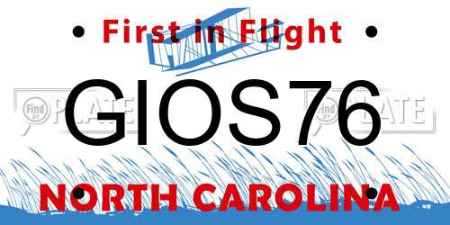 GIOS76 North Carolina License Plate