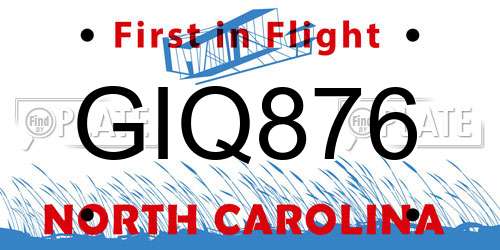 GIQ876 North Carolina License Plate
