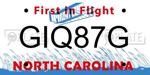 GIQ87G North Carolina License Plate