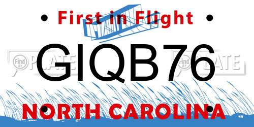 GIQB76 North Carolina License Plate