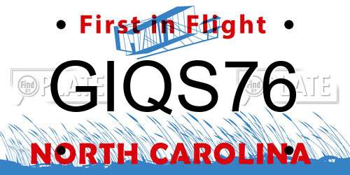GIQS76 North Carolina License Plate