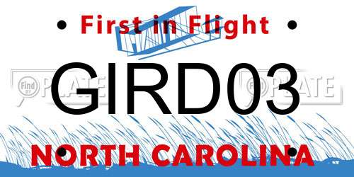 GIRD03 North Carolina License Plate
