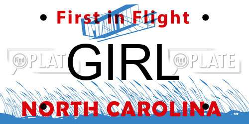 GIRL North Carolina License Plate