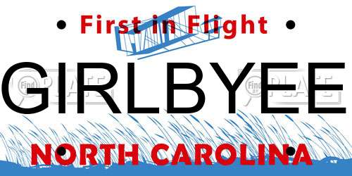 GIRLBYEE North Carolina License Plate