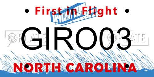 GIRO03 North Carolina License Plate
