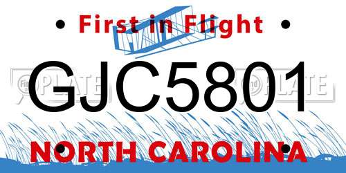 GJC5801 North Carolina License Plate