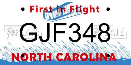 GJF348 North Carolina License Plate