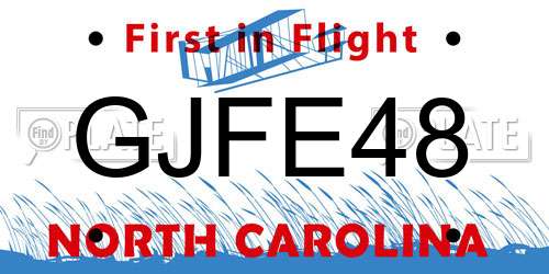 GJFE48 North Carolina License Plate