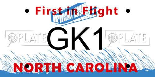 GK1 North Carolina License Plate