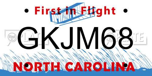 GKJM68 North Carolina License Plate