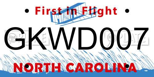 GKWD007 North Carolina License Plate