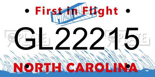 GL22215 North Carolina License Plate