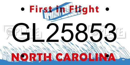 GL25853 North Carolina License Plate