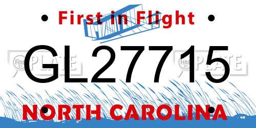 GL27715 North Carolina License Plate
