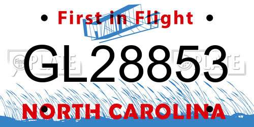 GL28853 North Carolina License Plate