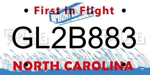 GL2B883 North Carolina License Plate
