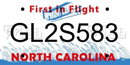 GL2S583 North Carolina License Plate
