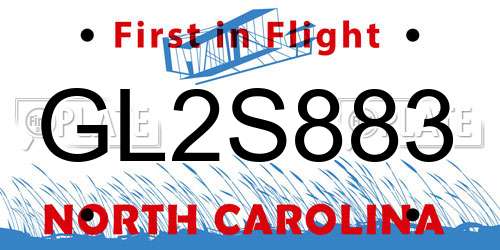 GL2S883 North Carolina License Plate