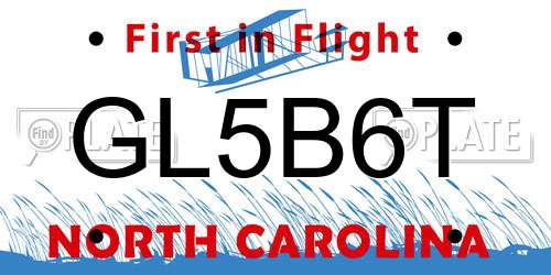 GL5B6T North Carolina License Plate