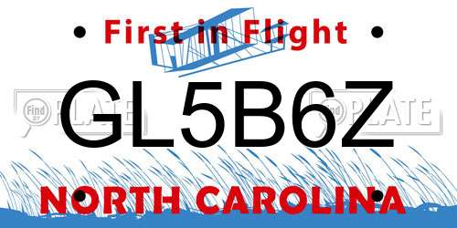 GL5B6Z North Carolina License Plate