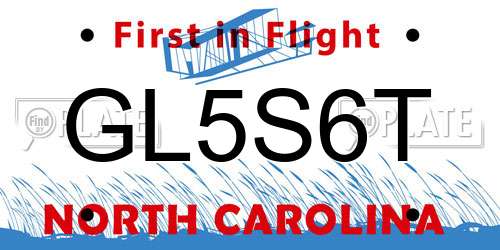 GL5S6T North Carolina License Plate