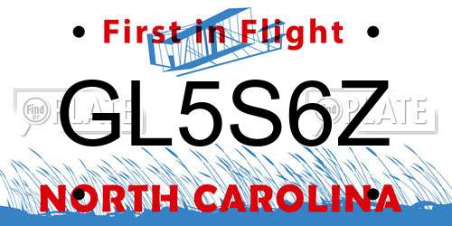 GL5S6Z North Carolina License Plate